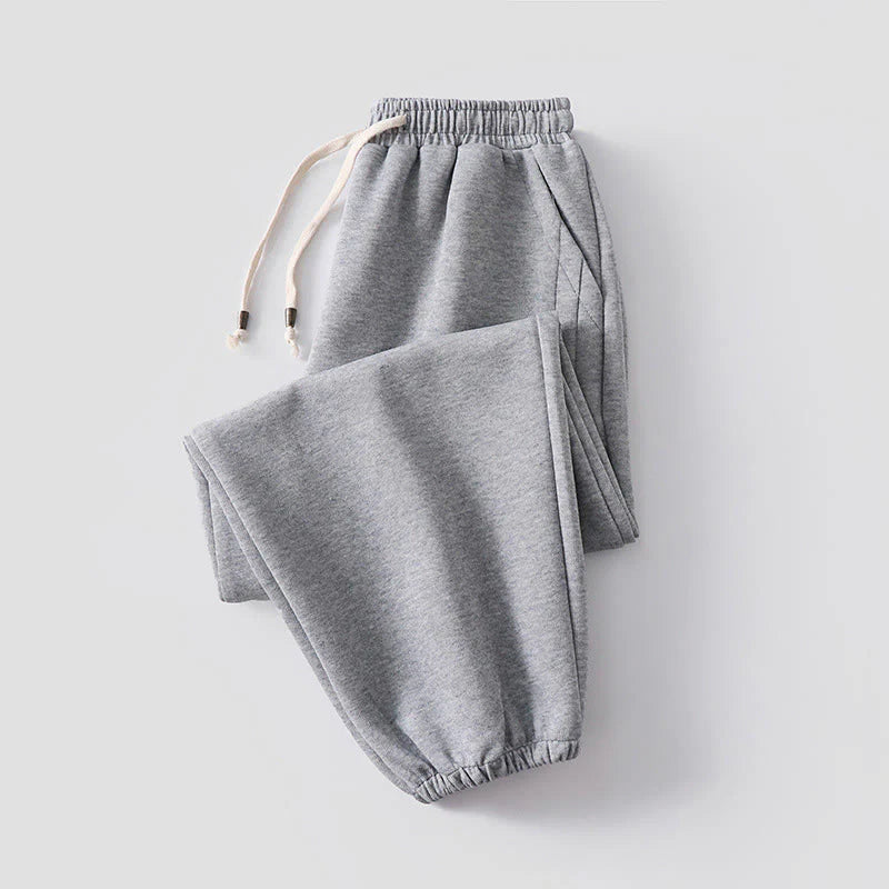 Buddha Stones Fall Winter Solid Drawstring Regular Fleece-Lined Elastic Waist Men's Cotton Harem Pants With Pockets