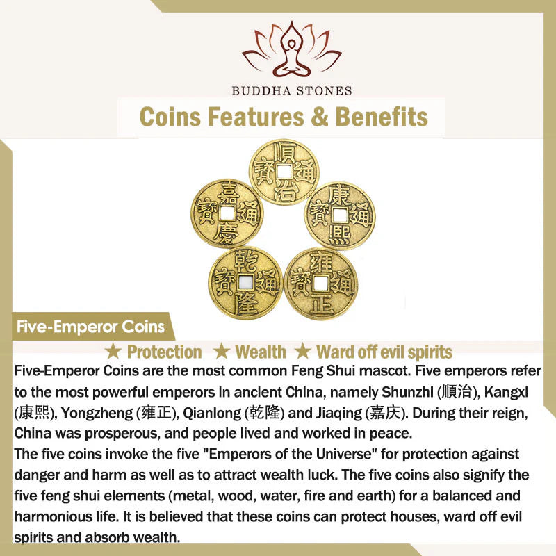 Buddha Stones Year Of The Horse Copper Brass Five-emperor Coins Pixiu Ward Off Evil Spirits Key Chain
