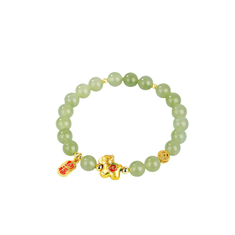Buddha Stones Year Of The Horse Hetian Jade Abundance Bracelet