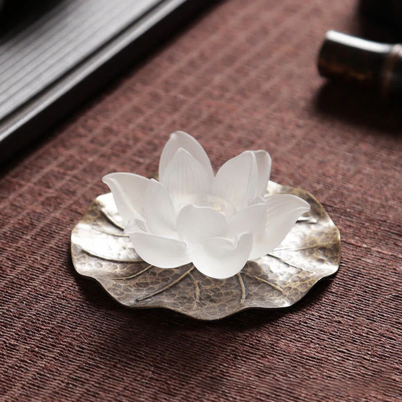 Buddha Stones Mini Lotus Liuli Crystal Healing Meditation Stick Incense Burner