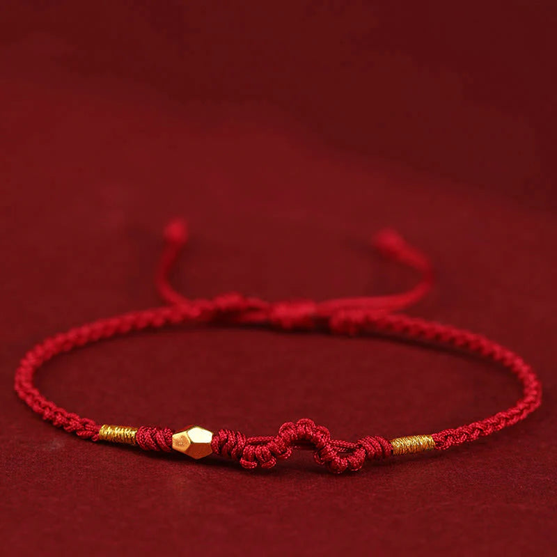 Buddha Stones 999 Gold Year of the Snake Mini Gold Bead Handmade Luck Protection Braided Bracelet (Extra 30% Off | USE CODE: FS30)