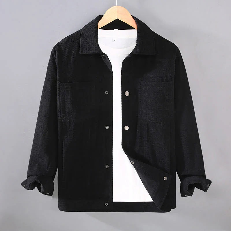 Buddha Stones Commute Lapel Design Buttons Men's Long Sleeve Jacket With Pockets
