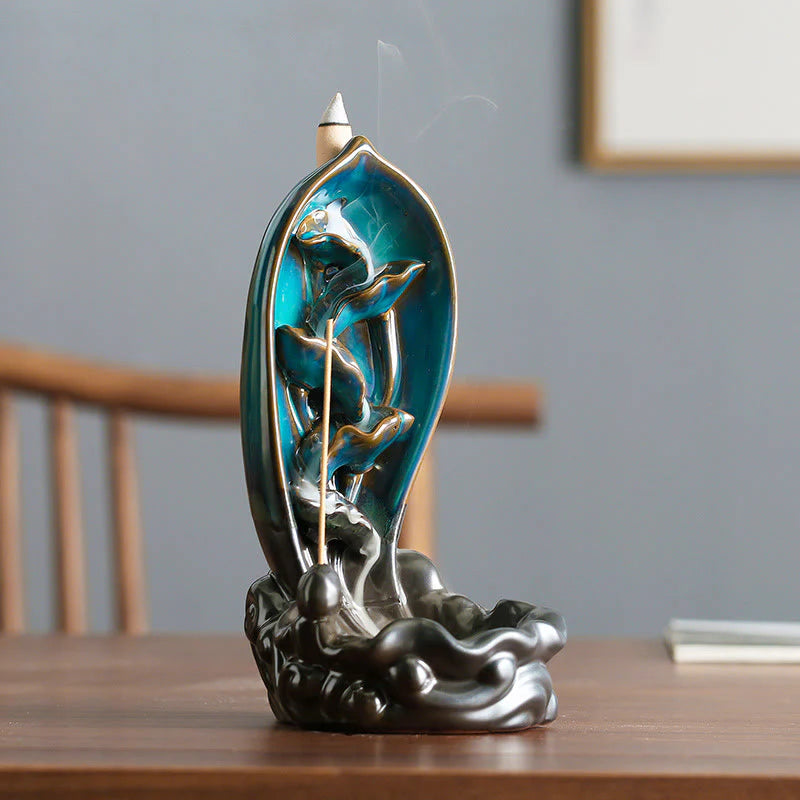 Buddha Stones Waterfall Incense Burner Backflow Incense Holder