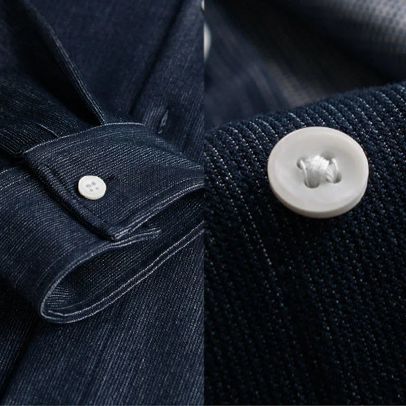 Buddha Stones Fall Pure Color Buttoned Detail Lapel Men's Long Sleeve Jacket