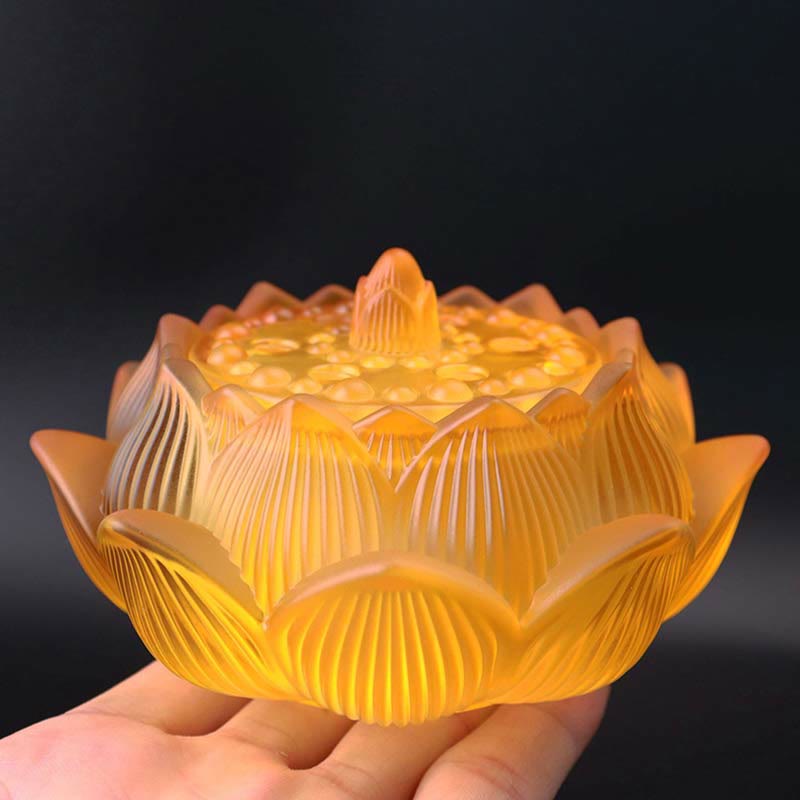 Buddha Stones Lotus Liuli Crystal Healing Meditation Incense Burner