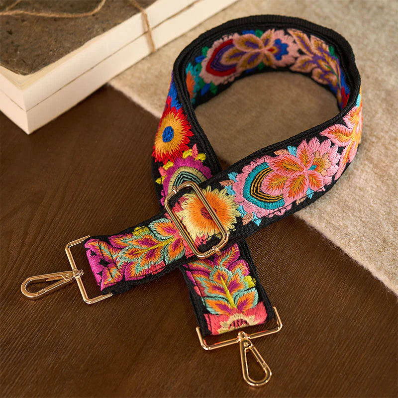 Buddha Stones Multicolor Sunflower Embroidery Adjustable Handbags Crossbody Shoulder Bag Straps