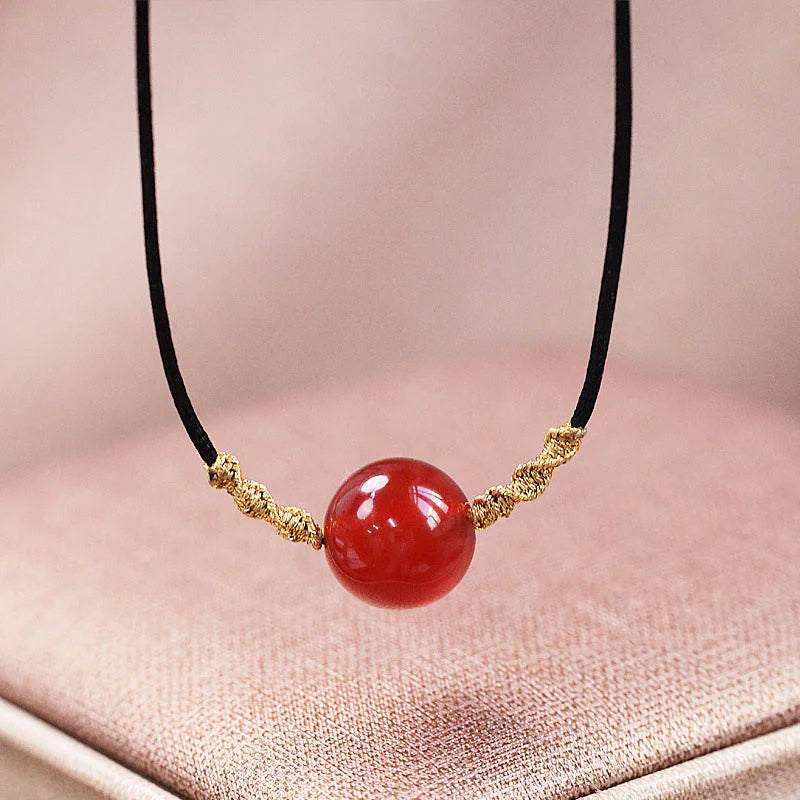 Buddha Stones Natural Red Agate Chalcedony Self-acceptance Confidence String Bead Bracelet Necklace Pendant