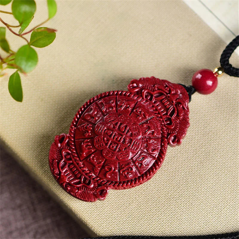 Buddha Stones Laughing Buddha Yin Yang Chinese Zodiac Gourd Natural Cinnabar Blessing Necklace Pendant