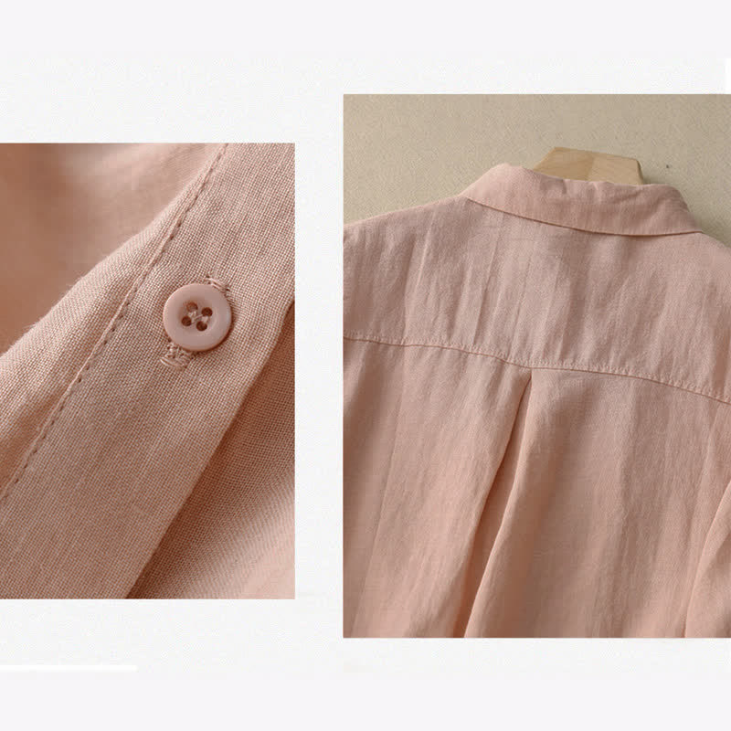 Buddha Stones Spring Pleated Pintuck Peter Pan Collar Half Sleeve Women's Shirt
