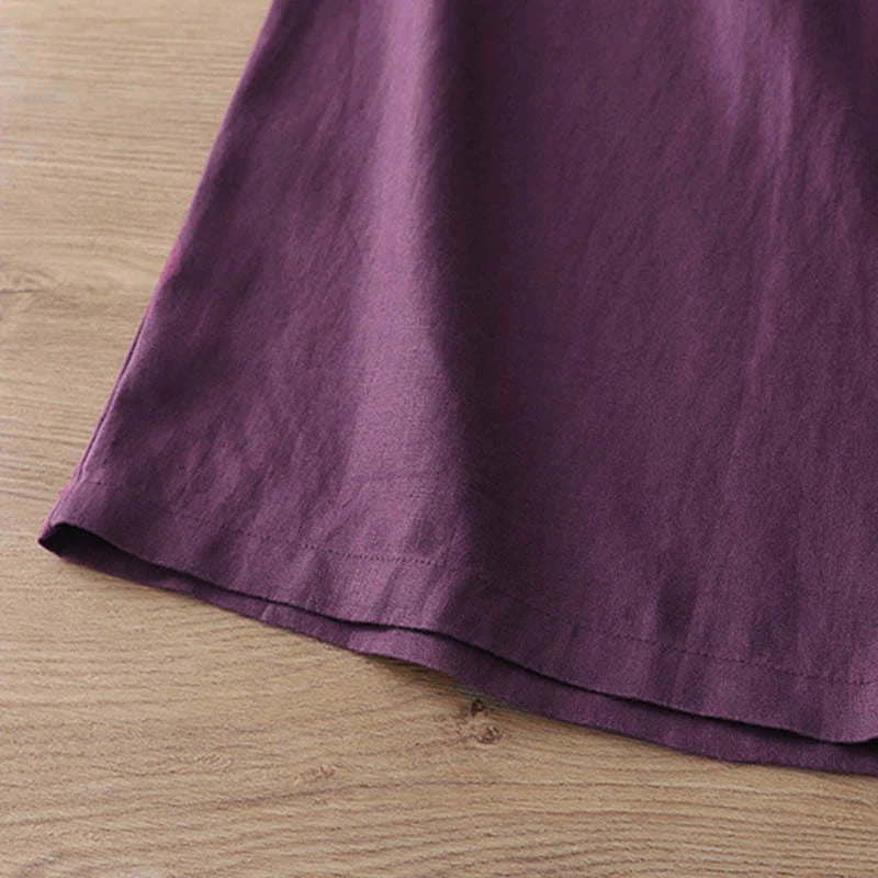 Buddha Stones Women's Fall Commute Solid Color Zipper Design Cotton Wide Leg Pants With Pockets
