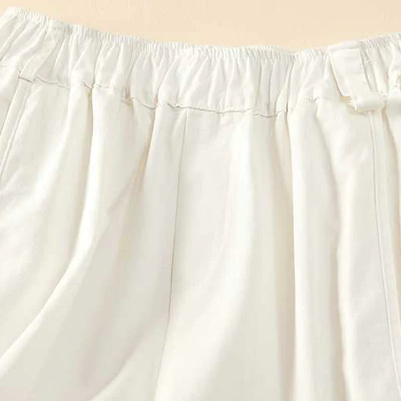 Buddha Stones Summer Casual Loose Plain Cotton Women's Shorts With Pockets