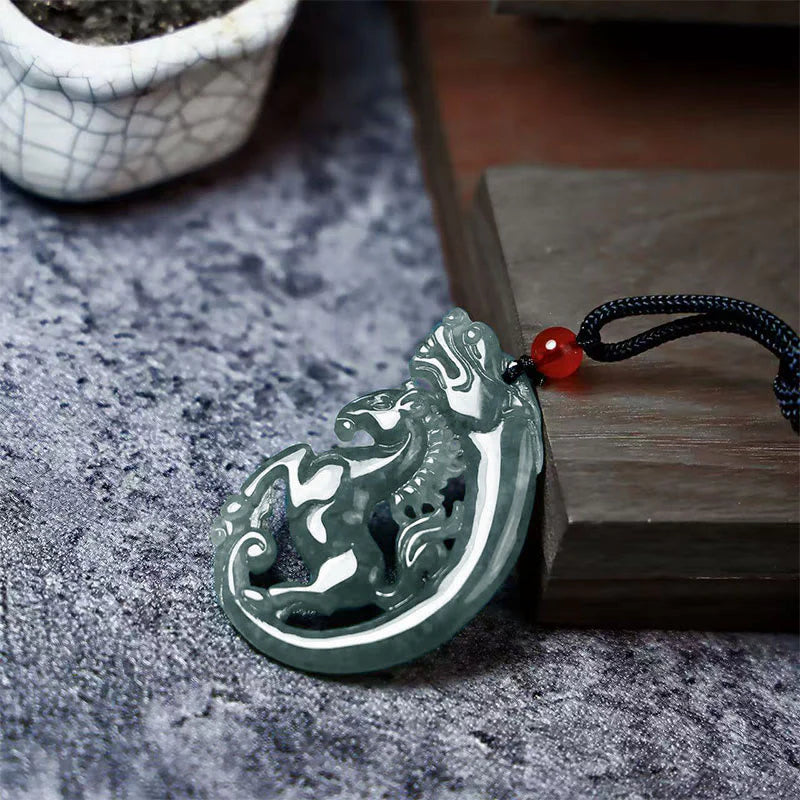 Buddha Stones Year Of The Horse Dragon Jade Luck Necklace Pendants