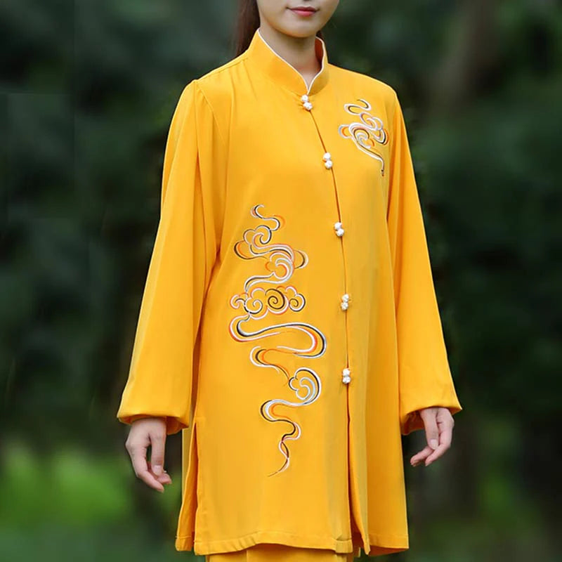 Buddha Stones Auspicious Clouds Embroidery Meditation Prayer Spiritual Zen Tai Chi Qigong Practice Unisex Clothing Set (Extra 30% Off | USE CODE: FS30)