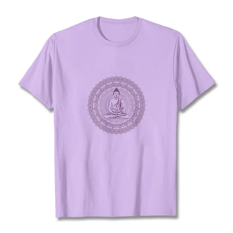 Buddha Stones Mandala Buddha Cotton Tee T-shirt