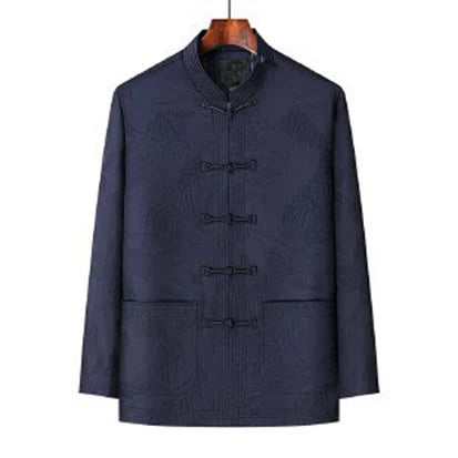 Buddha Stones 2Pcs Commute Tang Suit Frog-Button Men's Long Sleeve Shirt Pants Cotton Clothing Set