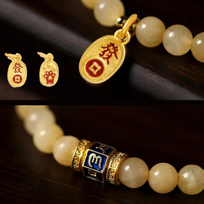 Buddha Stones Topaz Beads Om Mani Padme Hum Fortune Bracelet