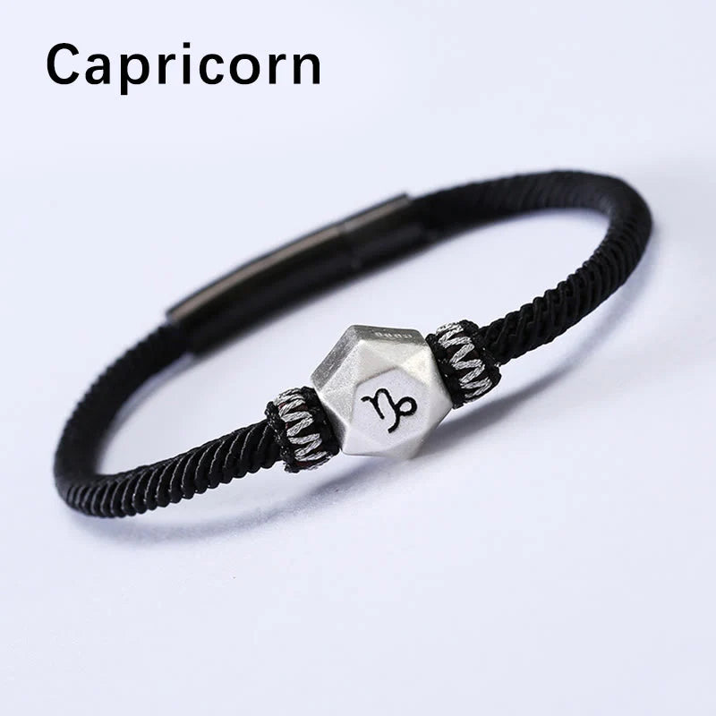 Buddha Stones 999 Sterling Silver 12 Constellations of the Zodiac Protection Handmade String Bracelet (Extra 35% Off | USE CODE: FS35)