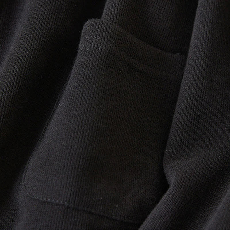 Buddha Stones Plain Buttons Women's Cotton Hooded Jacket With Pockets