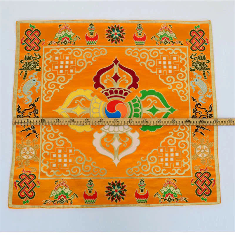 Buddha Stones Flower Endless Knot Prayer Altar Mat Healing Meditation 8 Auspicious Symbols Mat Table Runner