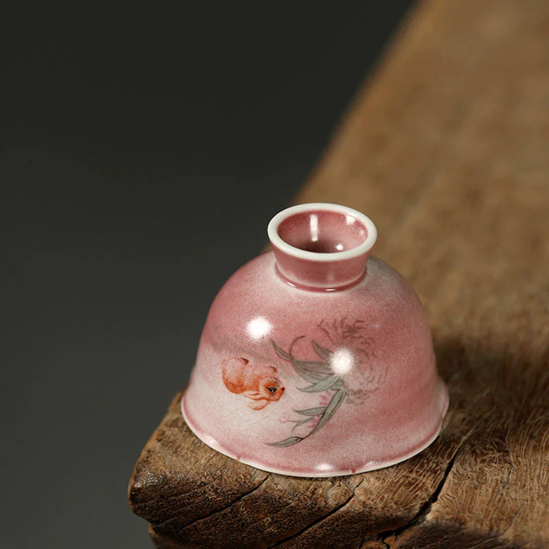 Buddha Stones Hand-painted Rabbit Orchid Flower Begonia Ceramic Teacup Kung Fu Tea Cup 75ml