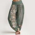 Buddha Stones Cotton Ethnic Floral Ethnic Totem Pattern Women's Elastic Waist Harem Pants
