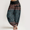 Buddha Stones Cotton Elegant Mandala Flowers Design Women's Elastic Waist Harem Pants
