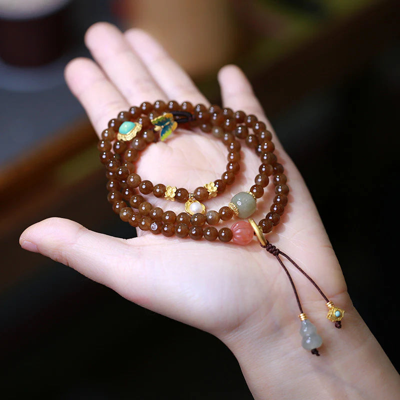 Buddha Stones Jade Butterfly Gourd Prosperity Luck Bracelet Necklace