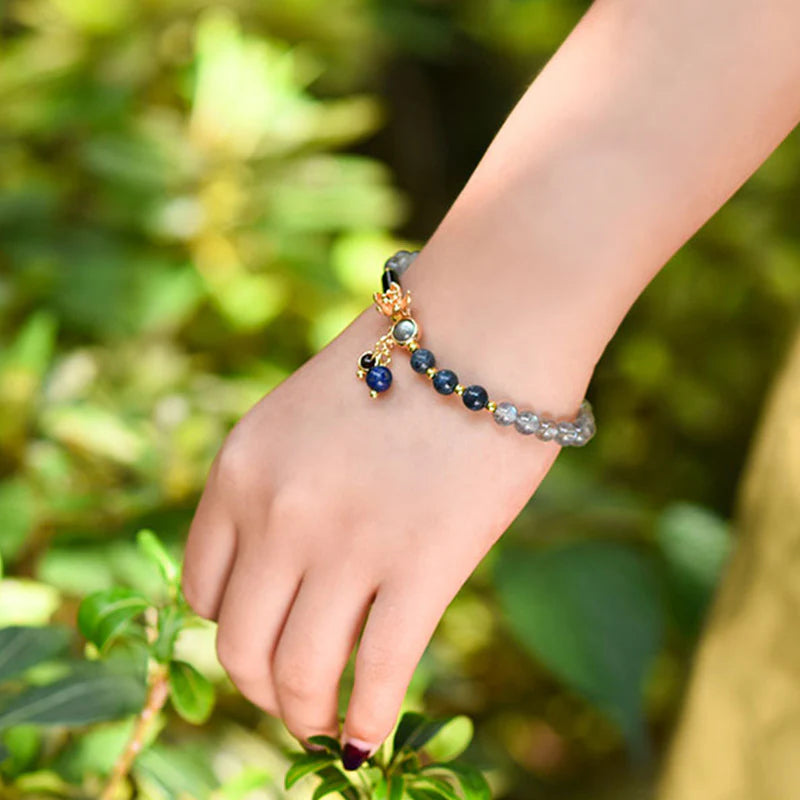 Buddha Stones Moonstone Lazurite Calm Healing Positive Bracelet