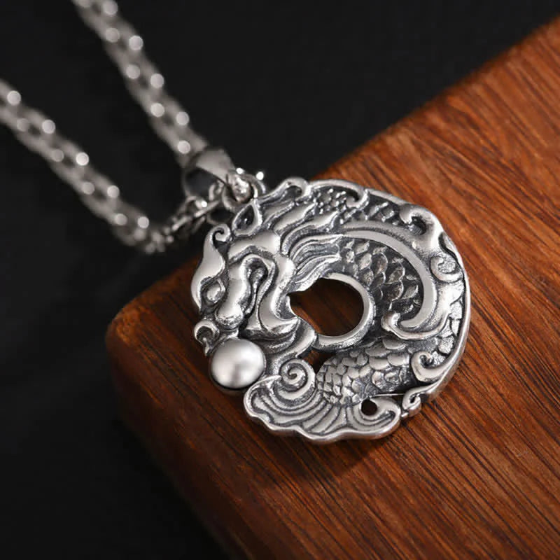 Buddha Stones Koi Fish Dragon Peace Buckle Wealth Necklace Pendant