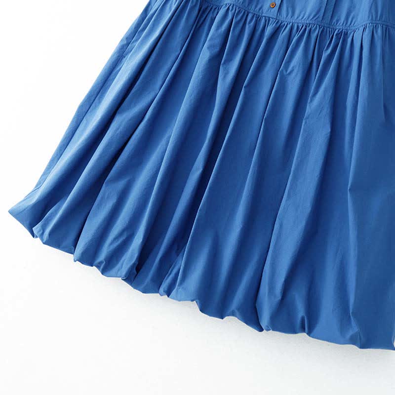 Buddha Stones Summer Buttons Pleated Knee Length Women's Sleeveless Dress With Pockets