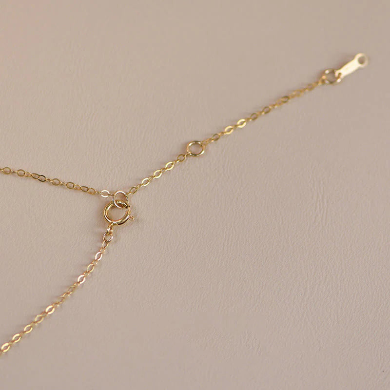 Buddha Stones 14K Gold Plated Pearl Hetian Jade Shell Luck Cat Kitten Necklace Pendant