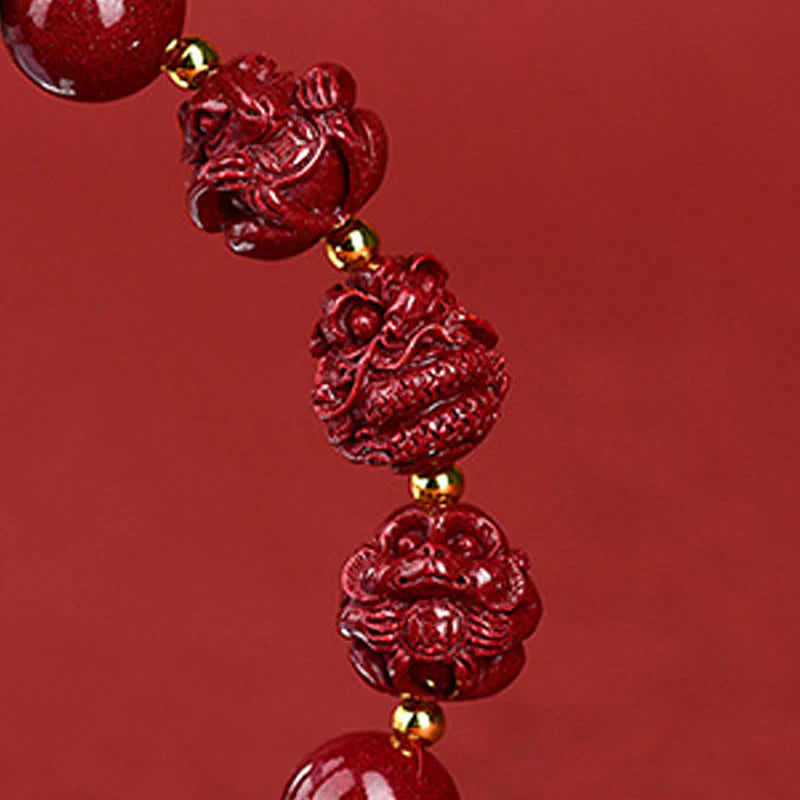 Buddha Stones Chinese Zodiac Cinnabar Keep Away Evil Spirits Blessing Bracelet