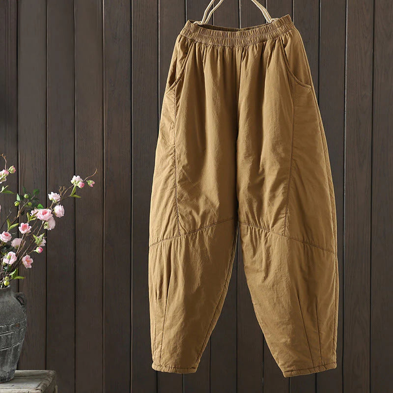Buddha Stones Plain Warm Women's Harem Pants With Pockets