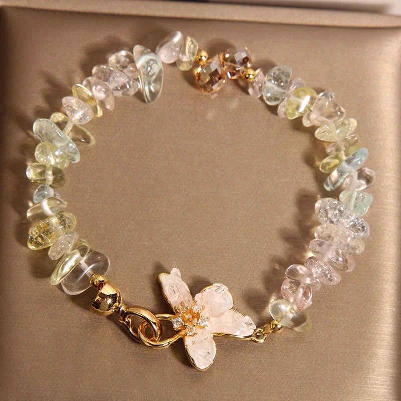 Buddha Stones Natural Irregular Gravel Amethyst Blue Crystal Wisteria Balance Bracelet