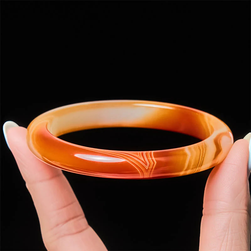 Buddha Stones Veined Pattern Red Agate Calm Cuff Bangle Bracelet
