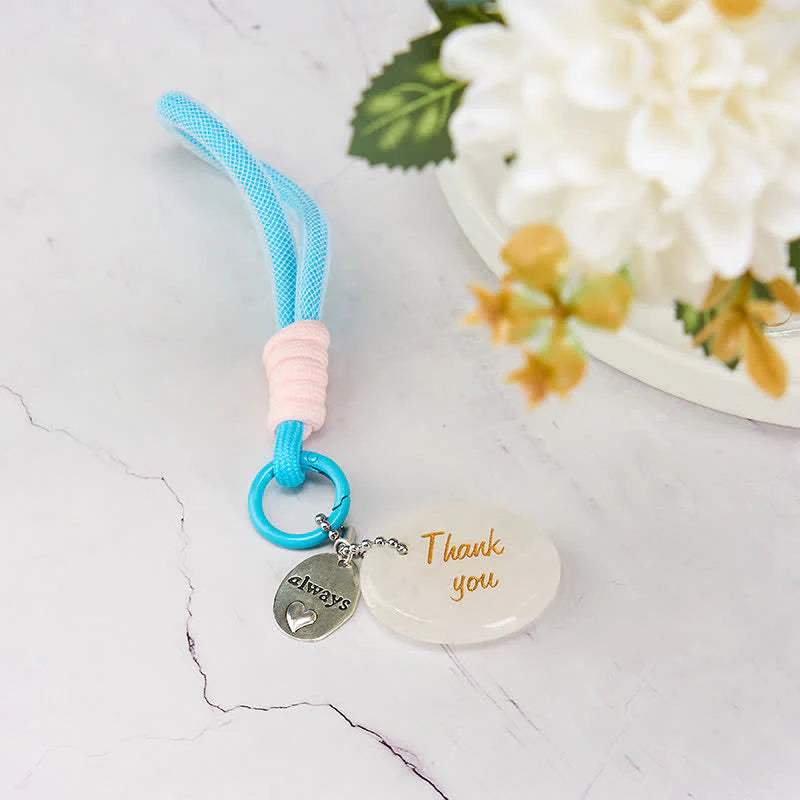 Buddha Stones Thank You Gifts Natural Clear Quartz White Crystal Protection Key Chain Hanging Decoration