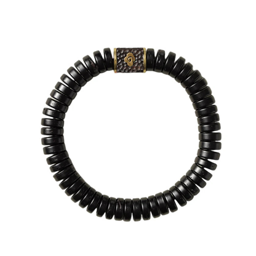 Buddha Stones Tibetan Coconut Shell Auspicious Clouds Positive Bracelet
