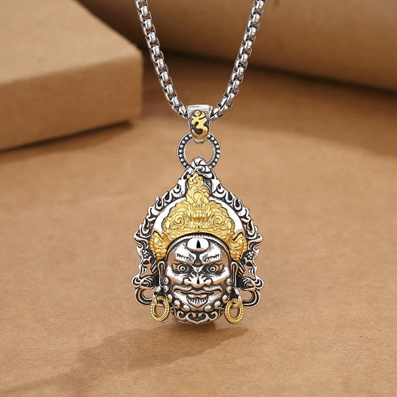 Buddha Stones Yellow God of Wealth Amulet Copper Luck Necklace Pendant