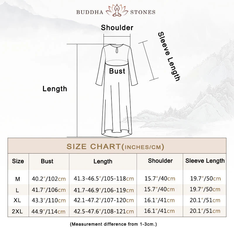 Buddha Stones 2Pcs Solid Color Midi Dress Wide Leg Pants Meditation Spiritual Zen Practice Yoga Dance Clothing