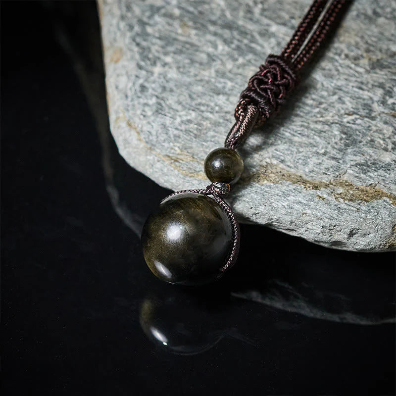 Buddha Stones Tiger's Eye Silver Sheen Obsidian Gold Sheen Obsidian Rainbow Obsidian Positive Necklace Pendant