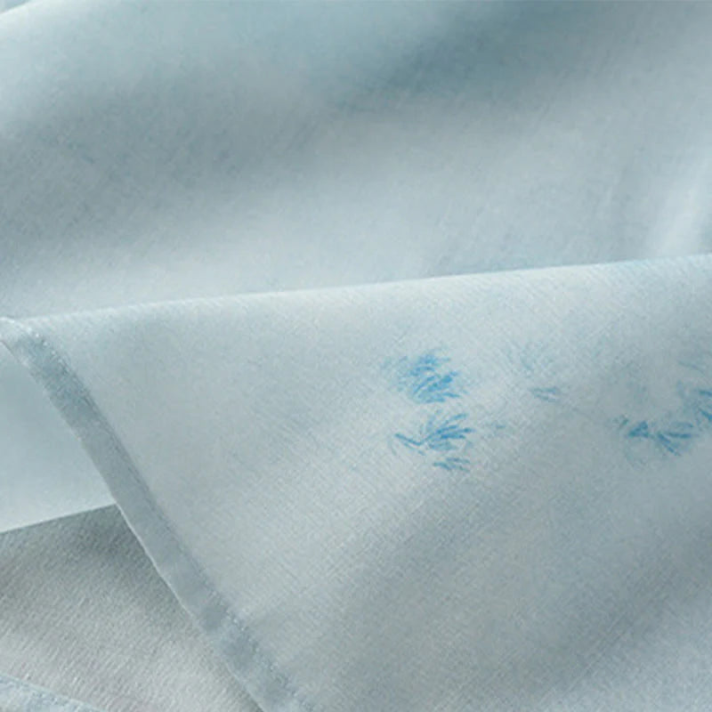 Buddha Stones Light Blue Frog-Button Sleeveless Women's Shirt