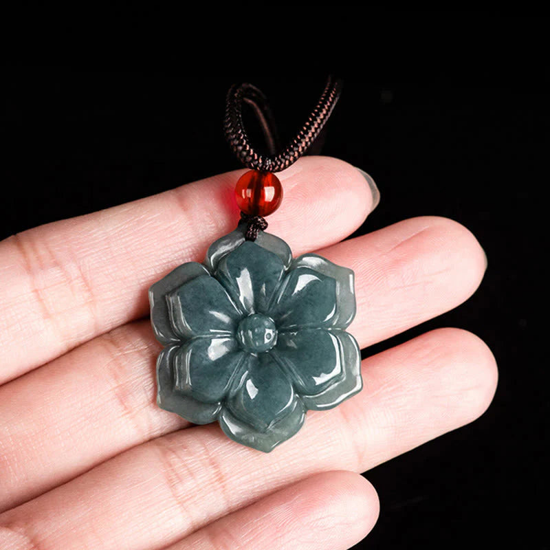 Buddha Stones Peach Blossom Jade Prosperity Necklace Pendants