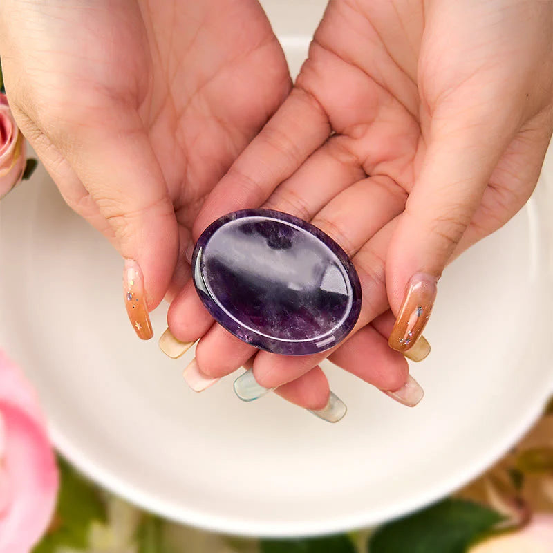FREE Today: Calm & Strength Natural Small Amethyst Worry Stone Crystal Decor 3.5*4.5cm