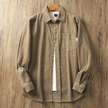 Buddha Stones Lapel Corduroy Solid Color Men's Long Sleeve Cotton Thickened Jacket With Pockets