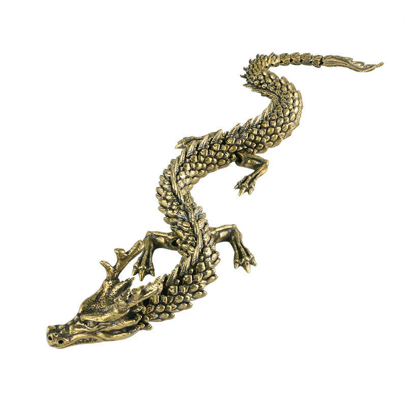 Buddha Stones Brass Copper Dragon Wealth Luck Protection Statue Figurine Home Decoration