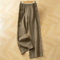 Buddha Stones Women's Spring High Elastic Waist Wide Leg Long Pants With Side Pockets