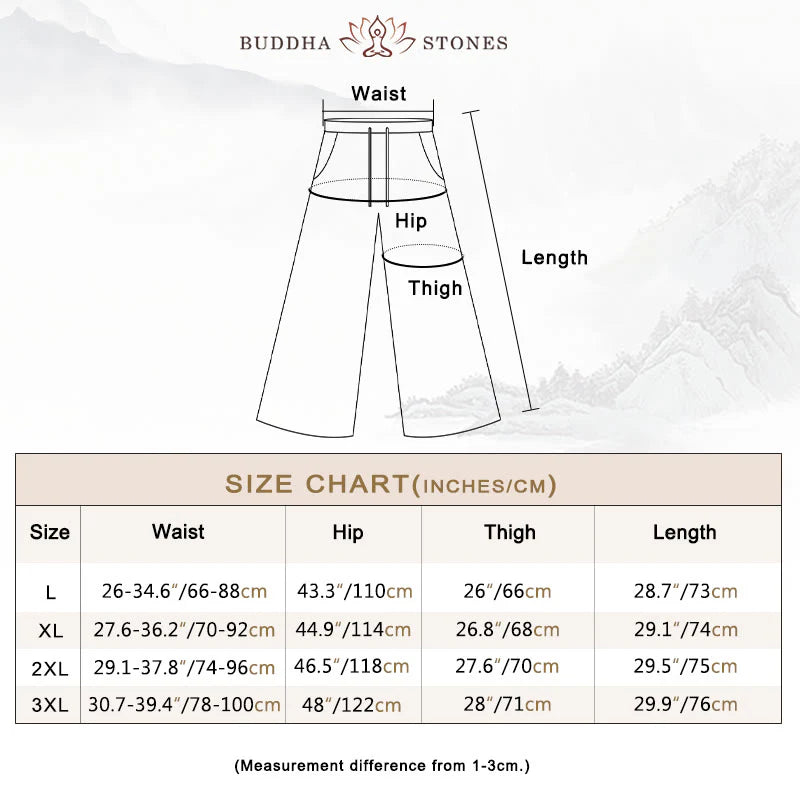 Buddha Stones Plain Color 7-8 Length Capri Cropped Pants Cotton Linen Women's Wide Leg Pants With Pockets