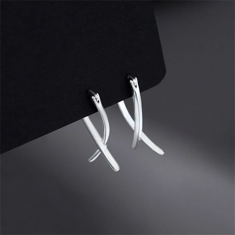 Buddha Stones Geometric Cross Design Luck Hoop Earrings
