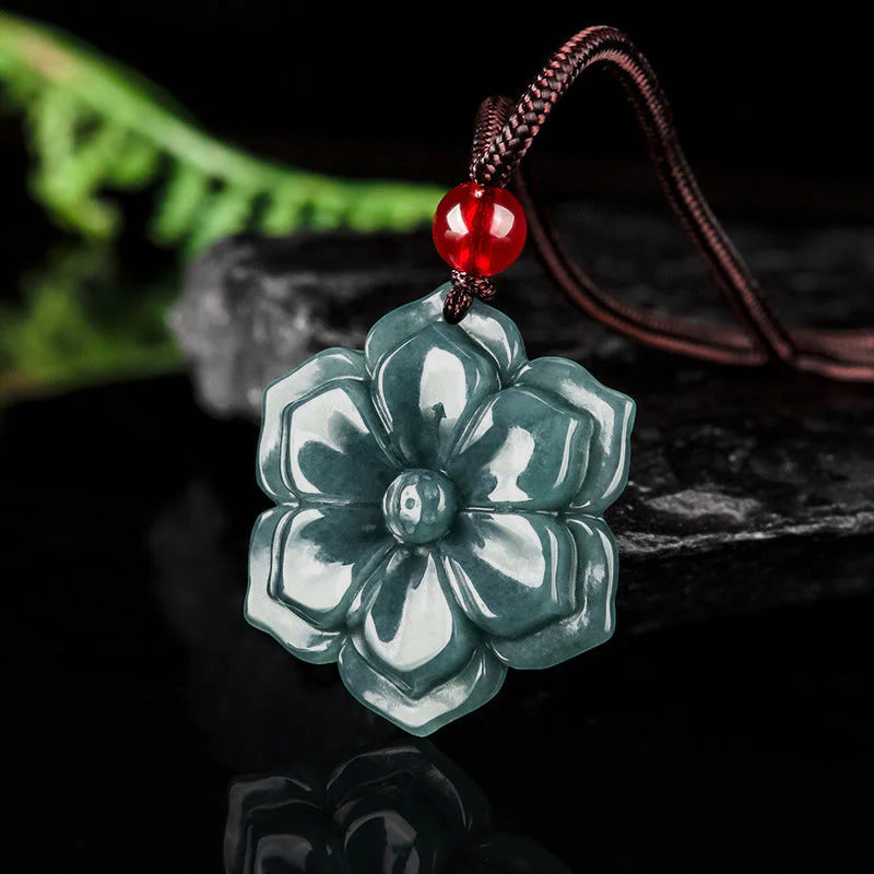 Buddha Stones Peach Blossom Jade Prosperity Necklace Pendants