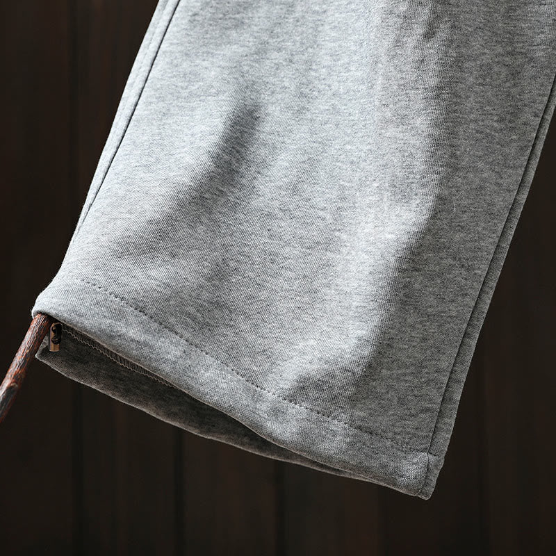 Buddha Stones Fall Solid Color-Blocked Women's Cotton Pants With Pockets